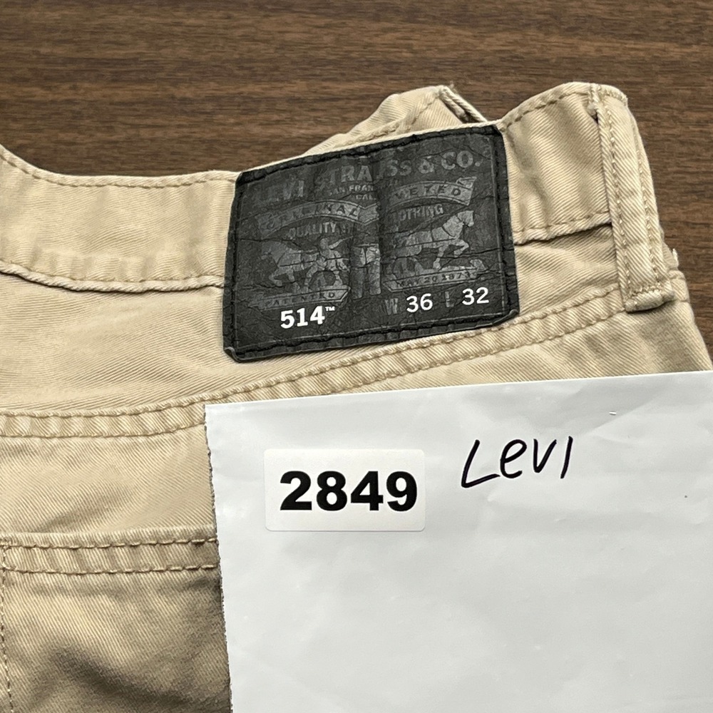 Levis 514 Pants Mens 36x32 Khaki Tan Straight Fit 5 Pocket Twill Chino Classic - Picture 14 of 14